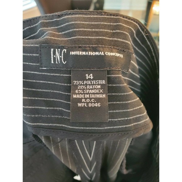 International Concepts Womens Black Stiped Polyester Mid Rise Dress Pant Size 14 - Picture 8 of 11